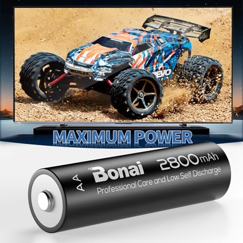BONAI Rechargeable AA Batteries High-Capacity 2800mAh, Recharge up to 1200x Times