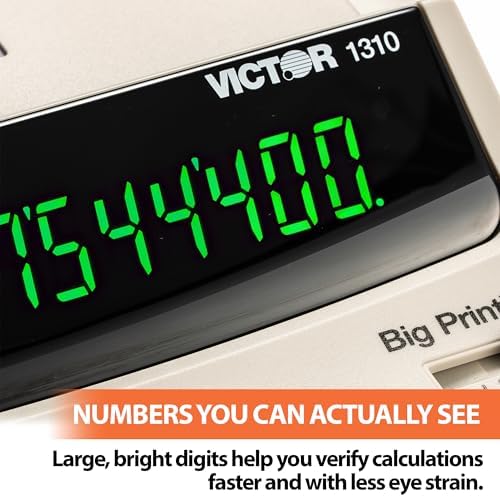 Victor 1310 Big Print Printing Calculator, 12-Digit LED Display, Fast Ink-Free Printing (8.0 LPS), Cost/Sell/Margin Keys, Advanced Business Functions
