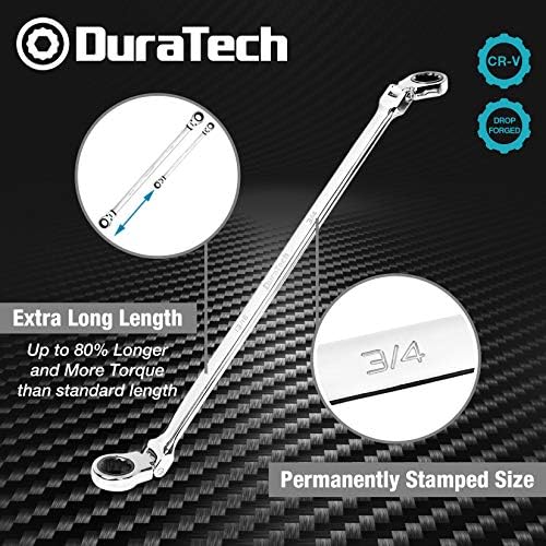 DURATECH Extra Long Flex-Head Ratcheting Wrench Set, 5-Piece, SAE