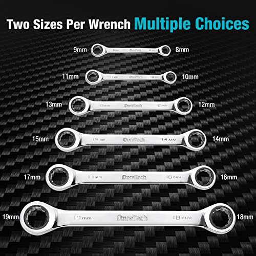 DURATECH Double Box End Ratcheting Wrench Set, SAE, 5-Piece, 5/16" to 7/8"