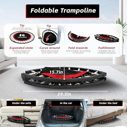 KENSONE 40"/48" Rebounder Trampoline for Adults Indoor Handle 330/450 LBS