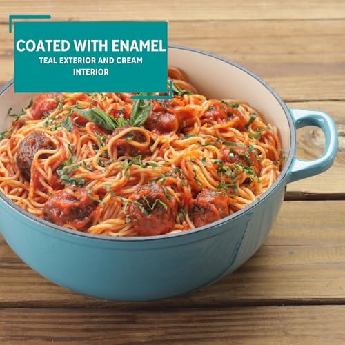 MIRRO 4.8qt Cast Iron Enamel Dutch Oven, Teal