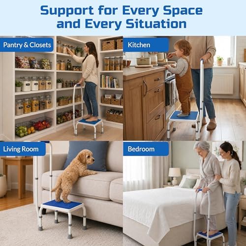 Step Stool with Handle for Elderly, Bed Step Stools for Seniors WithHandles