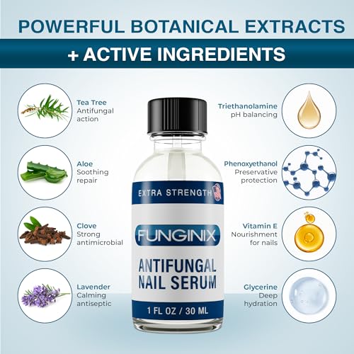 FUNGINIX Toenail Fungus Treatment Extra Strength - Antifungal Nail Treatment With 10% Undecylenic Acid & Tea Tree Oil - Includes Natural Oils & Botanicals - Made in USA (Packaging Does Vary)