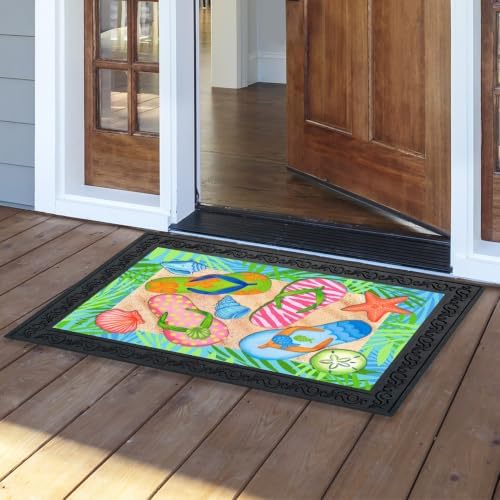 Briarwood Lane Doormat 30x18 Indoor Outdoor Tropical Flip Flops Summer for Summer Doormat
