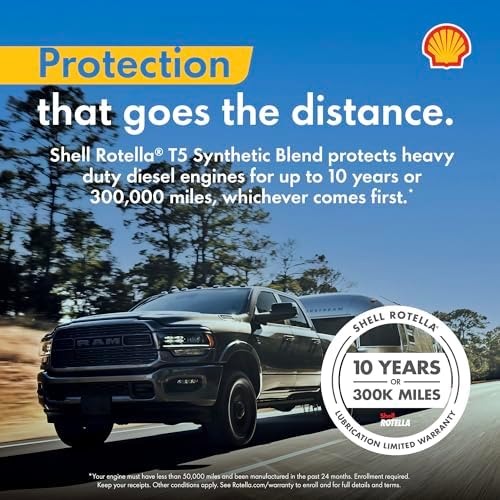 Shell Rotella T5 Synthetic Blend 15W-40 Diesel Engine Oil, 1 Gallon (3 Pack)