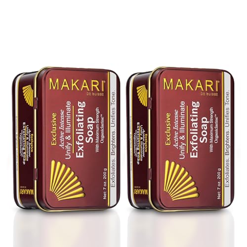 MAKARI Exclusive Active Intense Exfoliating Soap (7oz) | Unify & Illuminate | Advanced Brightening Bar for Dark Spots and Blemishes | Exfoliates Dead Skin Cells and Helps Reveal Natural Skin Radiance