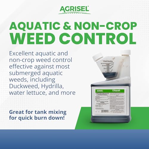 Agrisel Diquat Weed Killer, Pet Safe, 32 Ounces | Fast-Acting Formula for Aquatic and Landscape Weeds, Safe on Ornamentals, Visible Results in 1-2 Days
