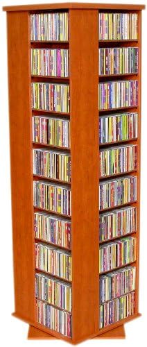 Venture Horizon 4-Sided Revolving Media Tower 1000 - Black: Laminated Wood Composites (MDF), Black-Color, 18.75" L x 18.75" W x 63" H