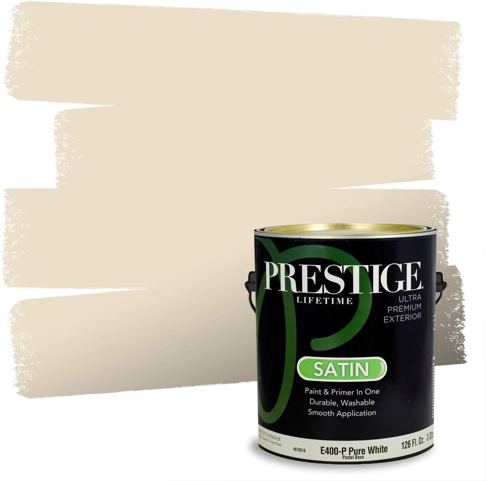 PRESTIGE Paints Exterior Paint and Primer In One, 1-Gallon, Satin, Comparable Match of Sherwin Williams* Relaxed Khaki*