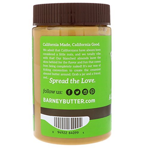 Barney Butter Almond Butter, Bare Smooth, 16 Ounce Jar, No Added Sugar or Salt, Skin-Free Almonds, No Stir, Non-GMO, Gluten Free, Keto, Paleo, Vegan