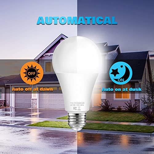 Dusk to Dawn Light Bulbs Outdoor, 11W Automatic On/Off Sensor Light Bulbs