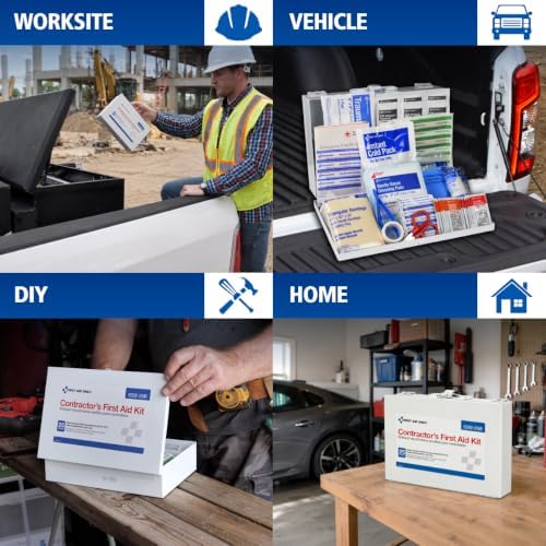 First Aid Only 9302-25M 25-Person Contractor's First Aid Kit for Home Renovation, Job Sites, and Construction Vehicles, 178 Pieces, White