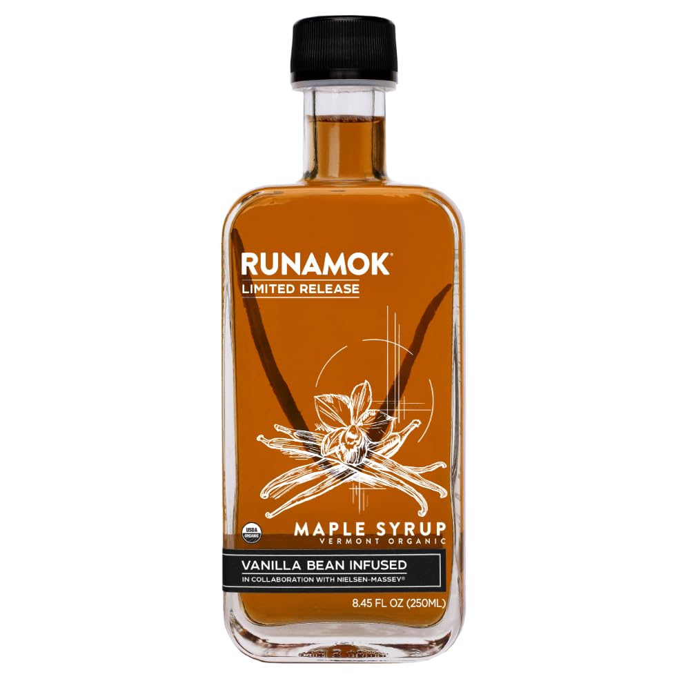 Runamok Maple Cinnamon-Vanilla Infused Maple Syrup - Authentic & Real Vermont Maple Syrup | Gluten Free & Natural Sweetener | Breakfast, Coffee, Pancakes Maple Syrup | 8.45 Fl Oz (250mL)