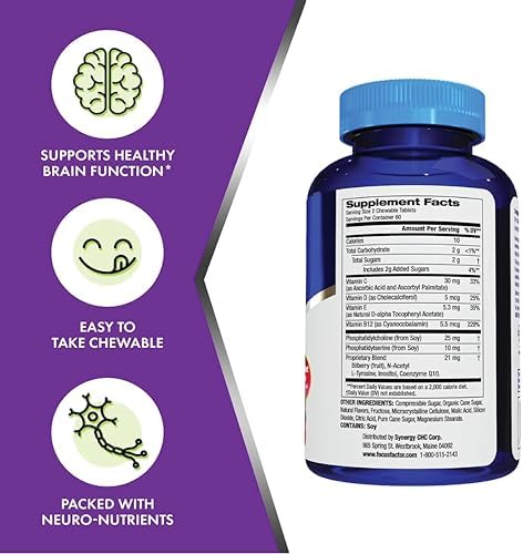 Focus Factor Kids Extra Strength Daily Chewable for Brain Health Support, 120 Count – Vitamins - Quality Formula – Gluten & Dairy Free Supplements for Children – No Artificial Sweetener