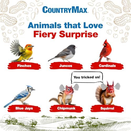 CountryMax Backyard Seeds Fiery Surprise Spicy Bird Seed Blend – Hot Cayenne Pepper Bird Seed – Squirrel Resistant Wild Bird Food (14 Pounds)
