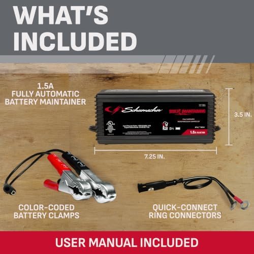 Schumacher Electric 1.5A Car Battery Charger & Maintainer, 6V/12V – SC1355