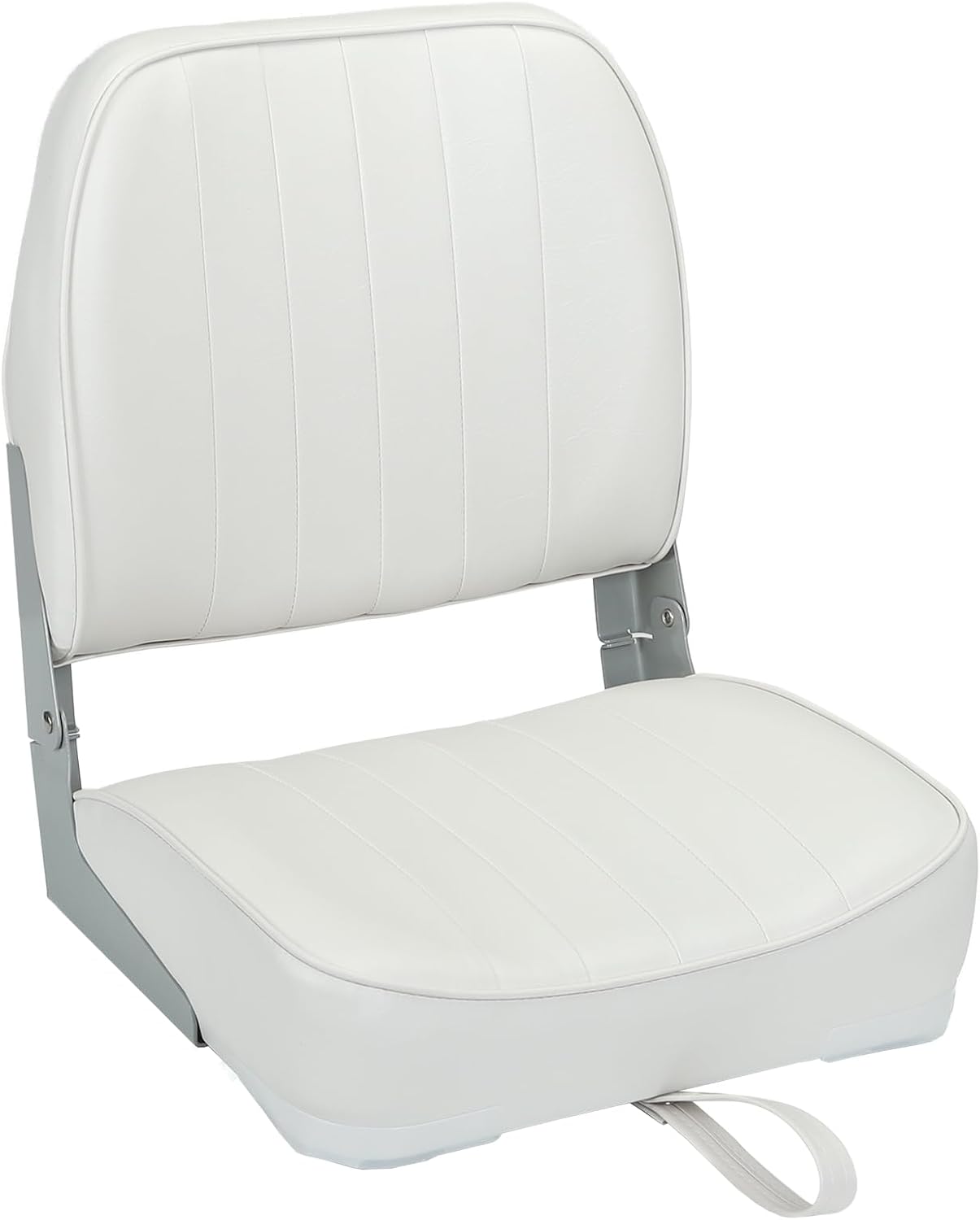Leader Accessories Classic Low Back Folding Fishing Boat Seat Boat Chairs | Marine Boat Chairs With Thick Cushion, Aluminum Hinge, Use universal 5"x5" Mount, Fits Jon/Bass/Pontoon Boats