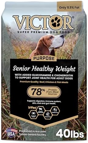 VICTOR Purpose - Senior Healthy Weight Management Dry Dog Food, 15 lb | Super Premium Dog Food, Gluten Free with Glucosamine and Chondroitin, For Hip and Joint Health, Dry Kibble For Adult Dogs