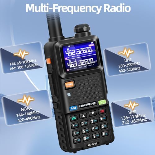 BAOFENG UV-5RM 10W Handheld Ham Radio Long-Range Portable 2 Way Radio 2Pack | Speaker Mic, Type-C Charging, Programming Cable, Earpiece, Long Antenna