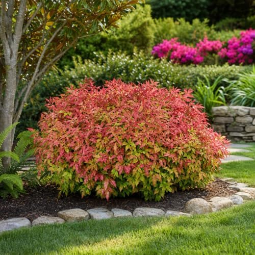 Heavenly Bamboo - Nandina Domestica - 1 Live Gallon Size Plant - Beautiful & Colorful Low Maintenance Foliage