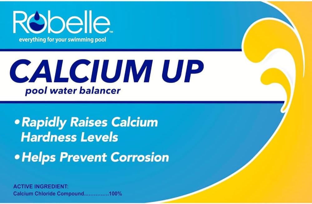 Robelle 8-Pounds Premium Pool Calcium Up | Pool Calcium Hardness Increaser, 100% Calcium Chloride, 8 ounces raises calcium hardness level 10 ppm per 5,000 gallons