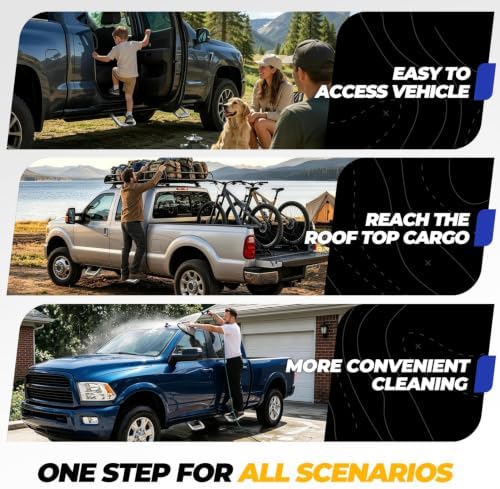 Auto Dynasty 1 Inch Universal Side Step with Mounting Brackets | Aluminum Step Rails Side Hoop Steps for Pickups & Trucks, Silver Powder Coated