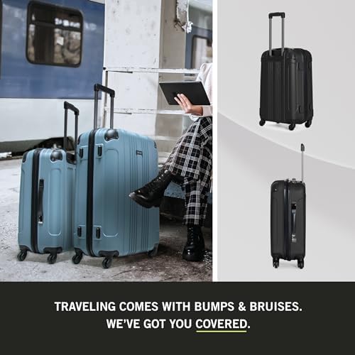 Kenneth Cole REACTION Out of Bounds Lightweight Hardshell 4-Wheel Spinner Luggage, Teal, 20-Inch Carry On