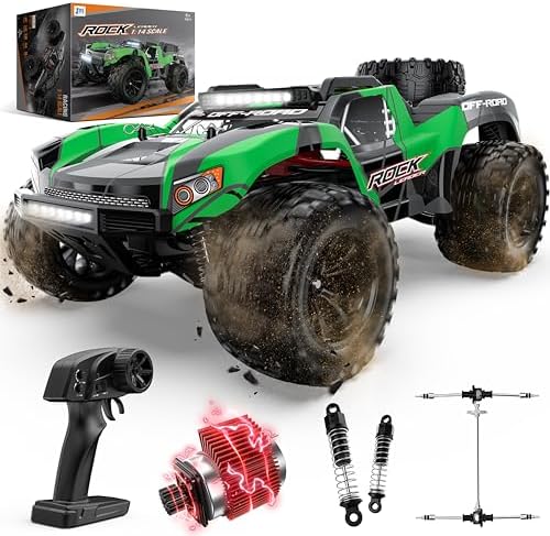 JM Racing 1:12 RC Car, 40KPH 4WD Off-Road Monster Truck for Adults and Kids | Rechargeable Battery, Waterproof RTR Design, LED Lights, Spare Tire