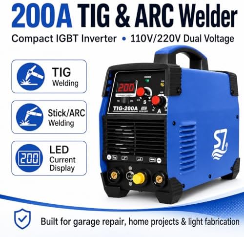 S7 200A HF Start TIG Welder, DC TIG and Stick Welder, 110V/220V Dual Voltage Portable Welding Machine for Garage Repair, DIY Projects