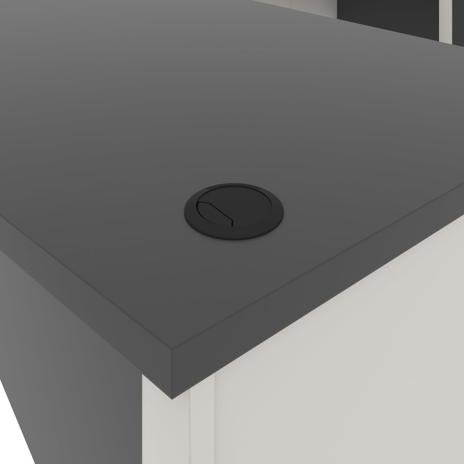 Bestar U-Shaped Executive Desk with Cabinet, Antigua/Black, Connexion, 72W