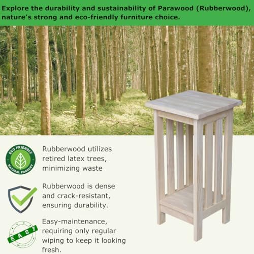 IC International Concepts Solid Wood Mission Plant Stand, Unfinished