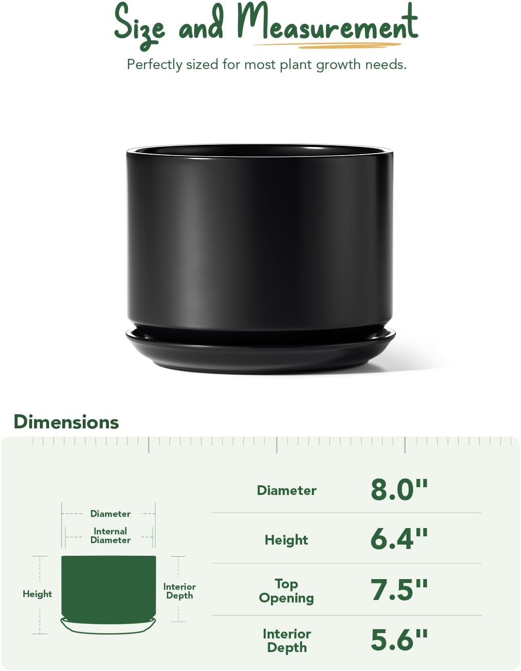 LE TAUCI Ceramic Plant Pots, 4.3+5.3+6.8 inch, Set of 3, Planters with Drainage Hole and Saucer, Indoor Flower Pot with Hole Mesh Pad, Gifts for Mom