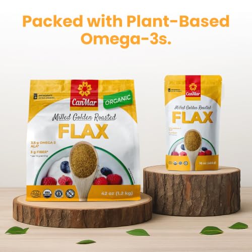 Golden Roasted Milled Flax Seeds 16 oz (1 lb) - Non-GMO - Fiber