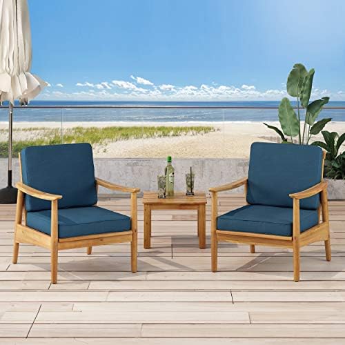 Christopher Knight Home Willowbrook Outdoor Club Chair with Cushion - Acacia Wood - Black (Set of 2)