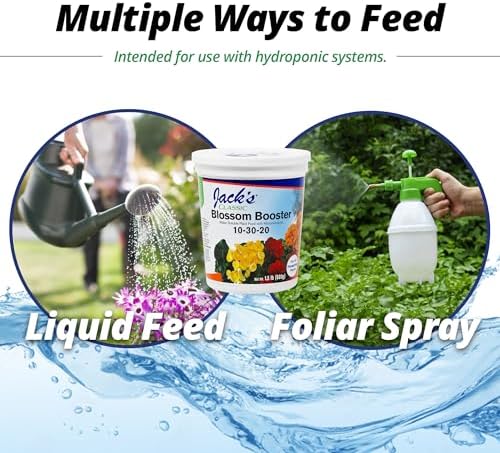 Jack's Classic 10-30-20 Blossom Booster Water-Soluble Fertilizer, 4lb | Powdered Plant Food, Targeted Micronutrient Package, Increases Bloom Color & Quantity, Liquid Root & Foliar Feeding