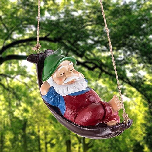 Gnomes Yard Decorations Outdoor Cute Resin Hammock Gnome Hanging Statues Garden Decor Backyard Art
