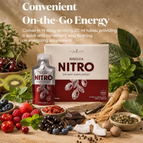 Young Living NingXia Nitro | 1 Pack (14 Sachets) | Energizing Wolfberry Drink with Green Tea & Korean Ginseng | Supports Focus