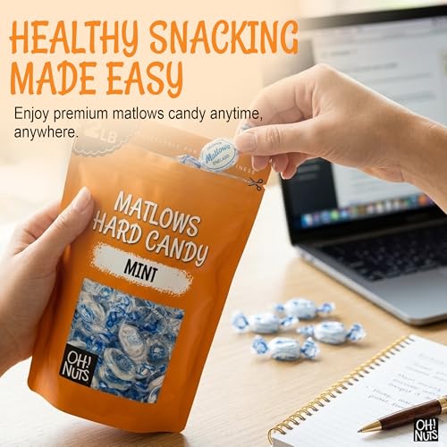 Oh! Nuts Hard Candy Mints Bulk, Individually Wrapped Mint Candy 2 LB | Hard Candy Individually Wrapped - Bulk Candy Individually Wrapped, Crystal Candy Mints, Kosher Certified, 2 LB Bag