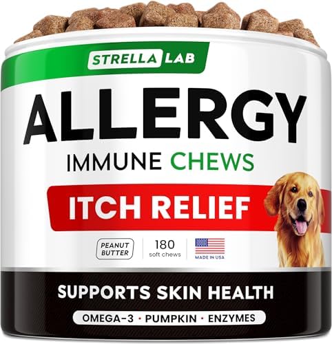 Dog Allergy & Itching Relief - Anti Itch, Skin&Coat Support Chews w/Omega 3