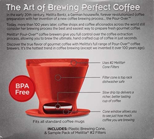 Melitta Filter Coffee Maker, Single Cup Pour-Over Brewer, Black, 1 Count (640007)