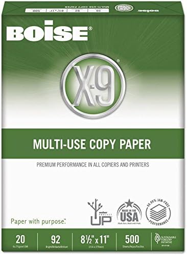 Boise X-9 Paper, 92 Bright, 8 1/2" x 11" 20 lb, 500 Sheets Ream - 2 Pack