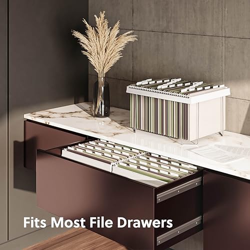 Smead Adjustable Hanging File Folder Frames, 13” W x 9.25” H x 16”-24” L, White and Silver, Letter Size (64850)