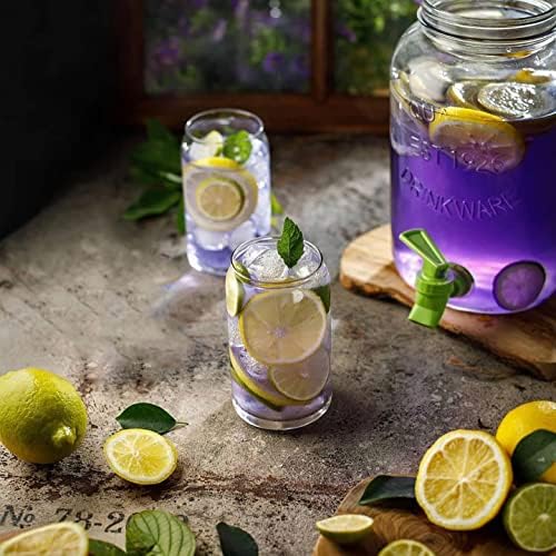 Le'raze Set of 10 Patented Can Shaped® Drinking Glasses - 16oz Clear Irish Glass Cups for Margarita, Cocktails, Iced Coffee, Tea, Soda, Whiskey