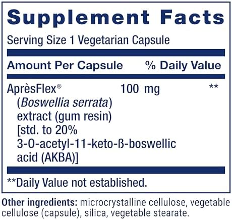 Life Extension 5-LOX Inhibitor with AprèsFlex®, 100 mg, standardized Boswellia serrata Extract, Promotes Joint, Cell & arterial Health, Gluten-Free