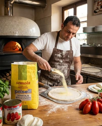 POLSELLI Semola Flour, Semolina Rimacinata Di Grano Duro, 1 kg (2.2 lbs)