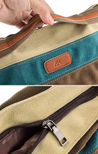 Canvas Handbag Multi-Color Striped Lattice Cross Body Shoulder Purse Bag Tote-Handbag for Women