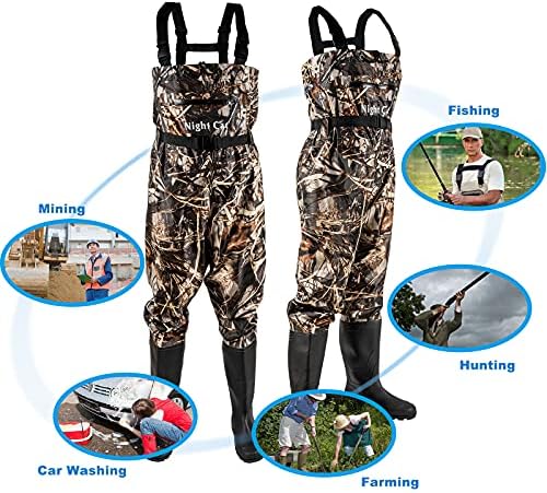 Night Cat Fishing Waders for Men Women Waterproof Hunting Chest Wader with Bootfoot Belt Breathable Lightweight Size 6 to 14