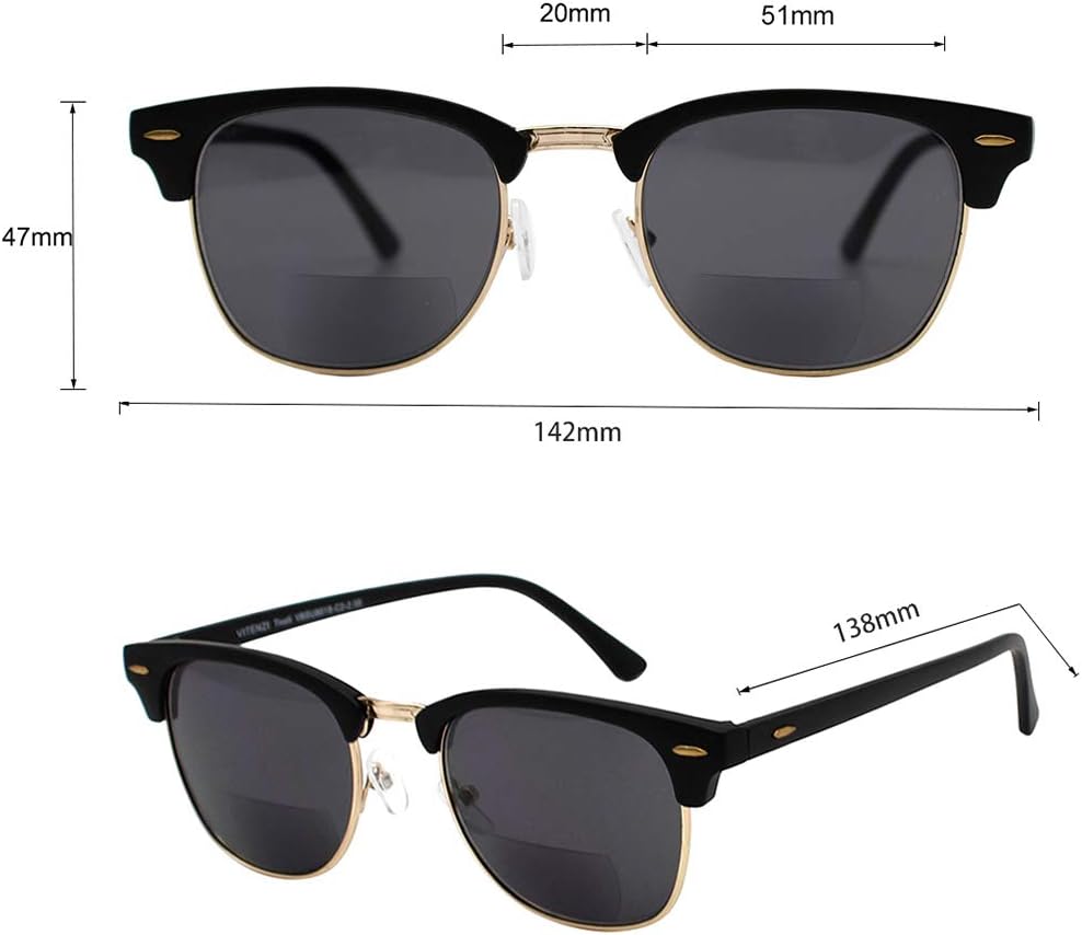 VITENZI Bifocal Sunglasses for Men Women Semi Rimless Reading Sun Tinted Glasses with Readers - Tivoli