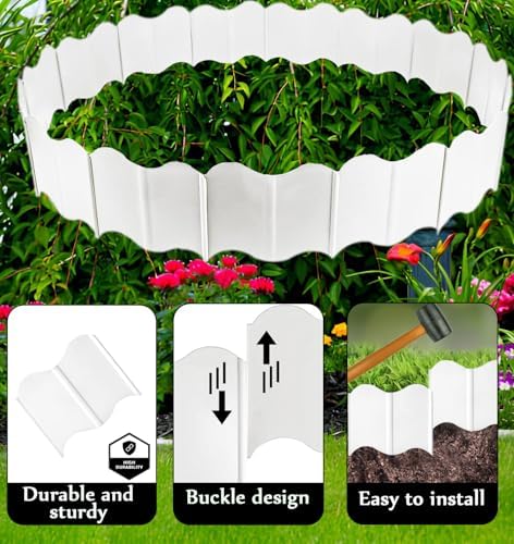 Orgrimmar Garden Edging Kit 40PCS Pound-in Interlocking Black(20”x5.3”)